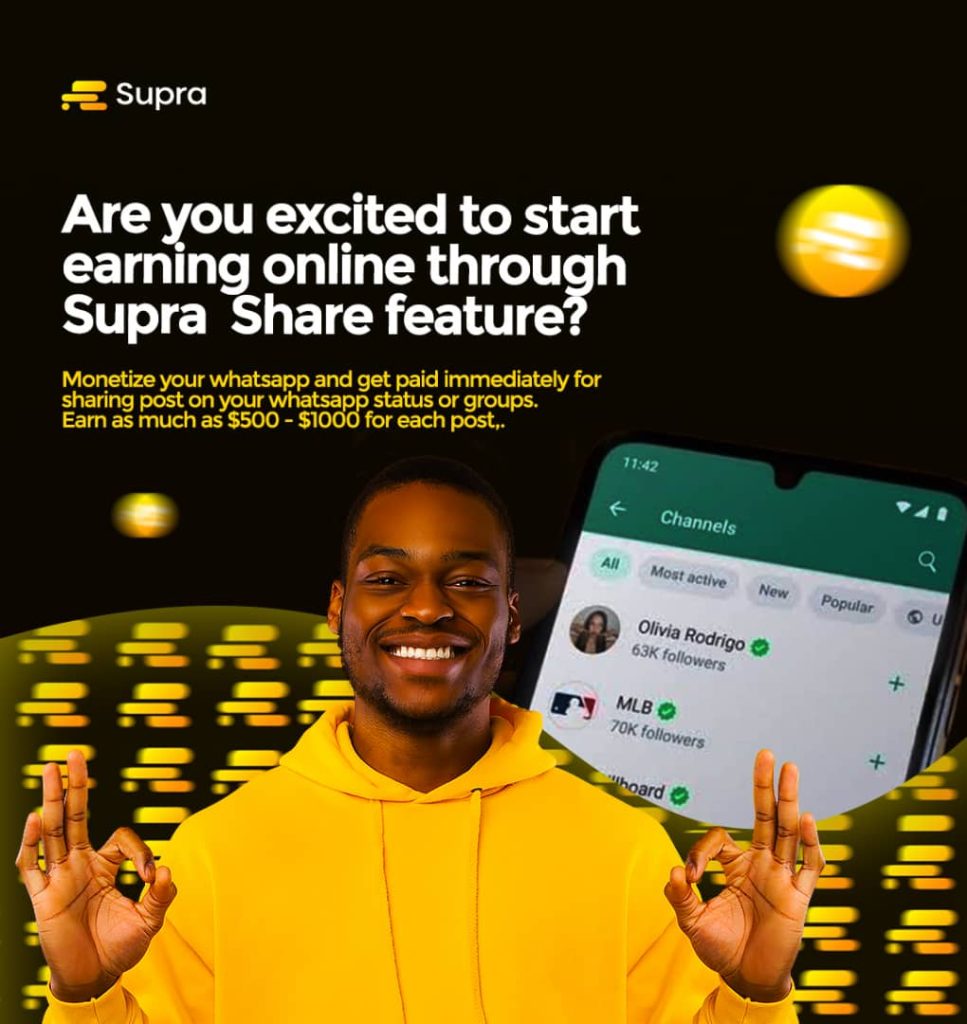 Supra share (WhatsApp monetization)